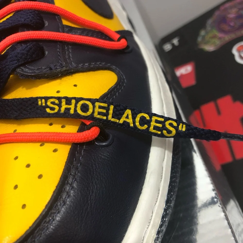 Nike Dunk Low Off-White University Gold/ Midnight Navy - Picture 9 of 12